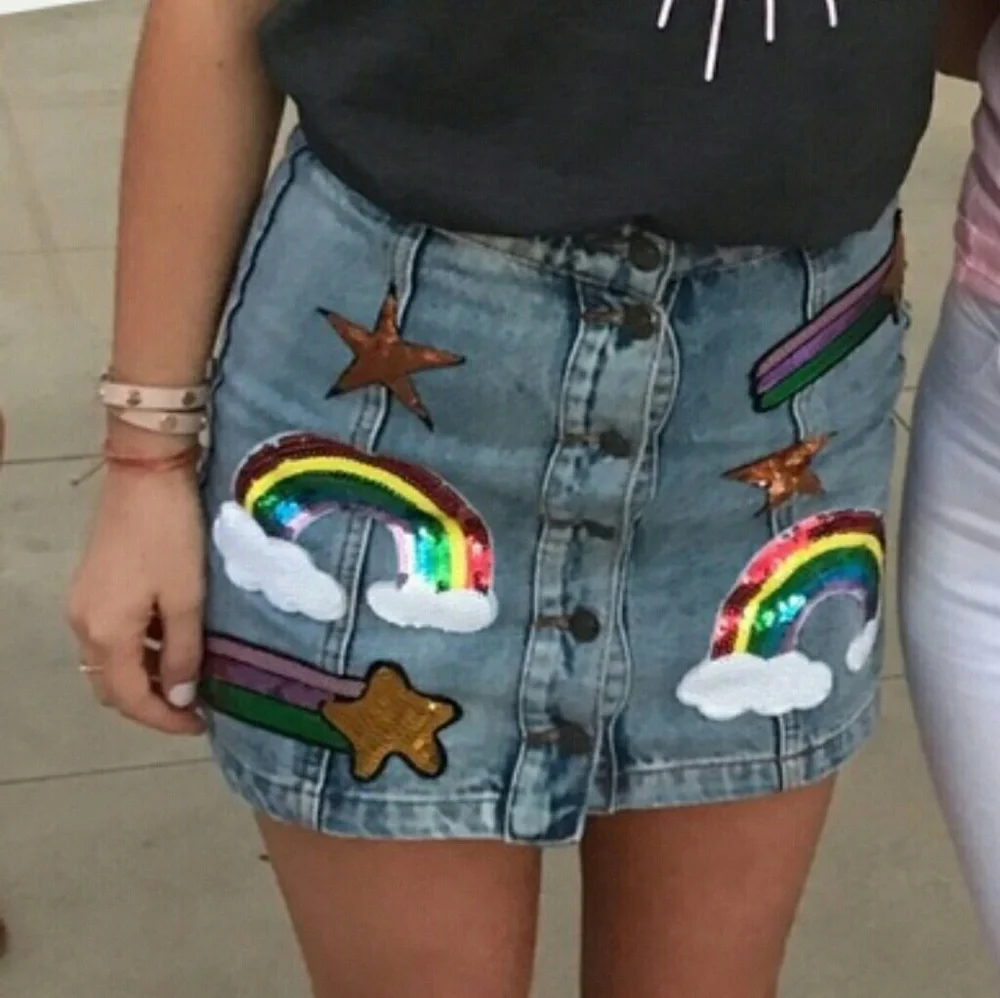 Taigwah Rainbow Sequin Mini Skirt - Picture 6 of 8